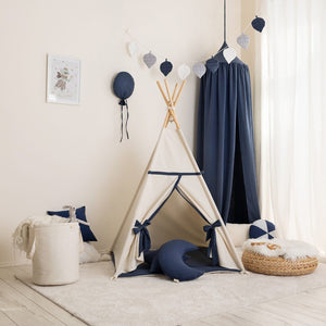 Beige-Navy Blue Teepee Tent