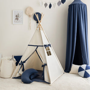 Beige-Navy Blue Teepee Tent